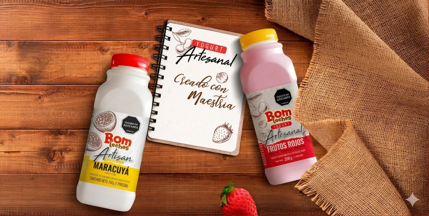 Yogurt artesanal Bomleches con frutas frescas